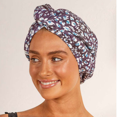 Denim Leopard Riva Towels Turbans - The French Shoppe