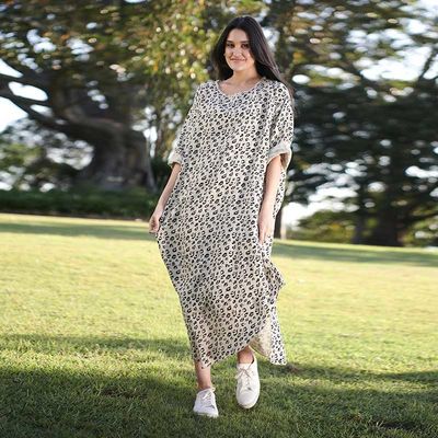 Linen Dress in Leopard Print - The French Shoppe